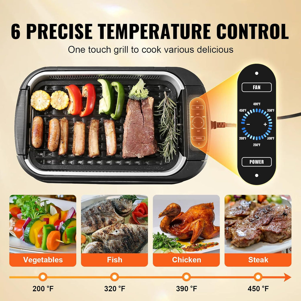 110 sq.in 1500W Electric Non-Stick Smokeless Indoor Grill H4829