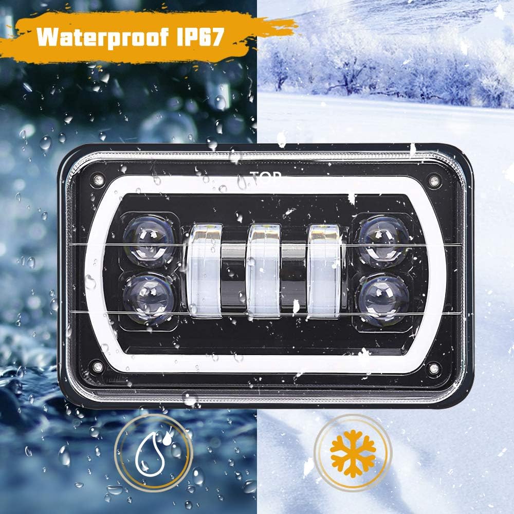 4x6 LED Headlights with White/Amber Halo Sealed Beam, Pack of 2 K8559