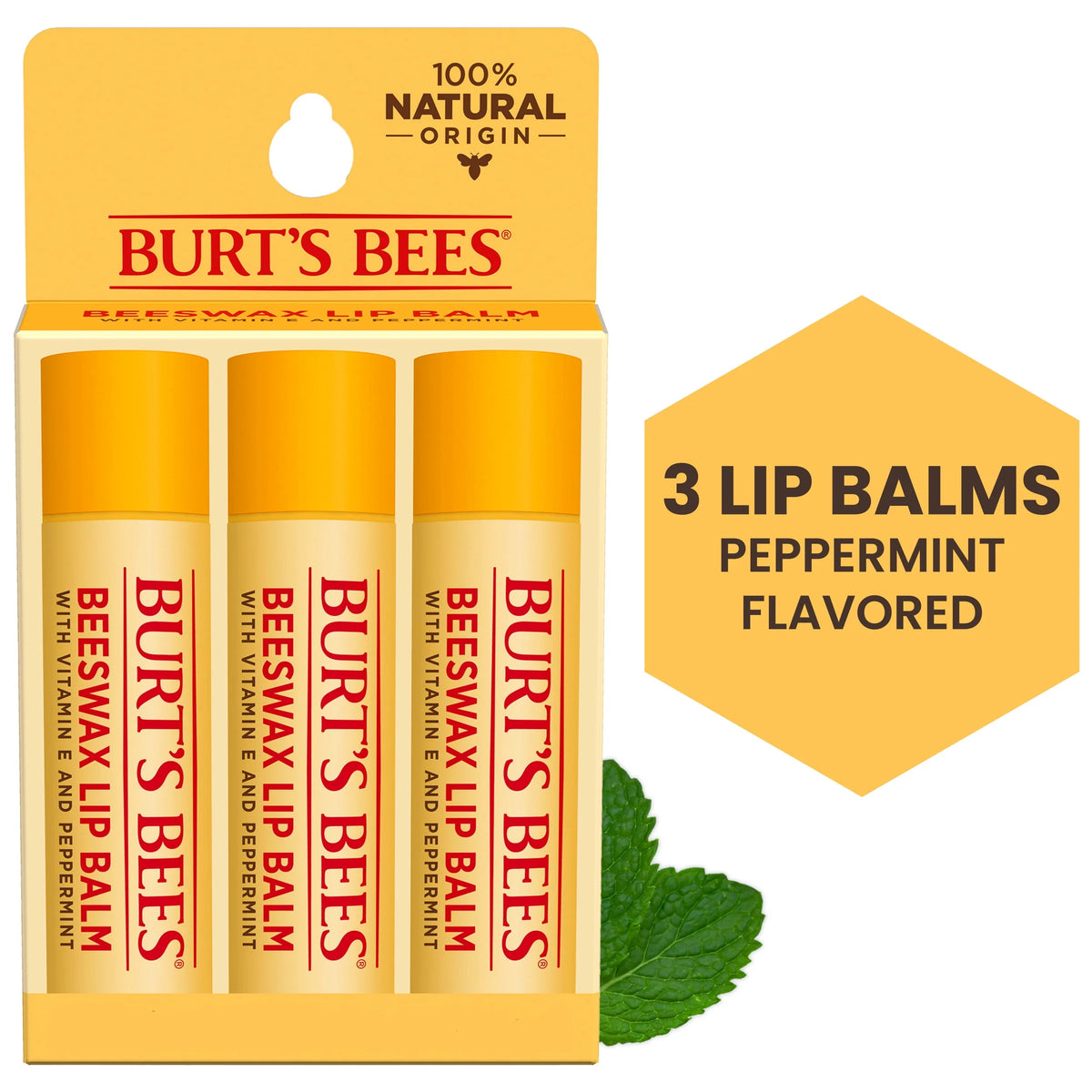 Moisturizing Lip Balm with Beeswax, Vitamin E & Peppermint Oil, 4 Count E6645