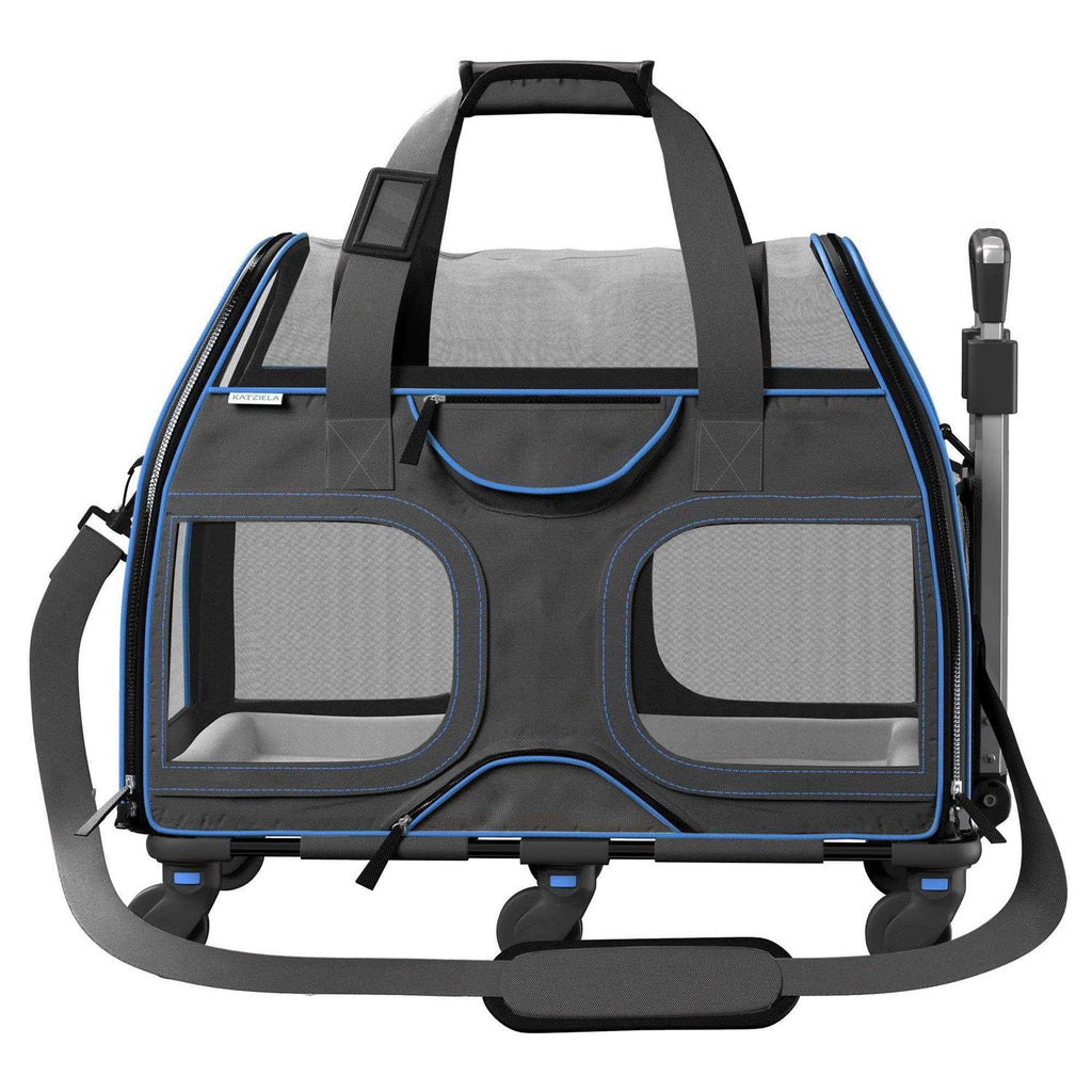 Pet Carrier with Removable Wheels and Double Telescopic Handle Q848
