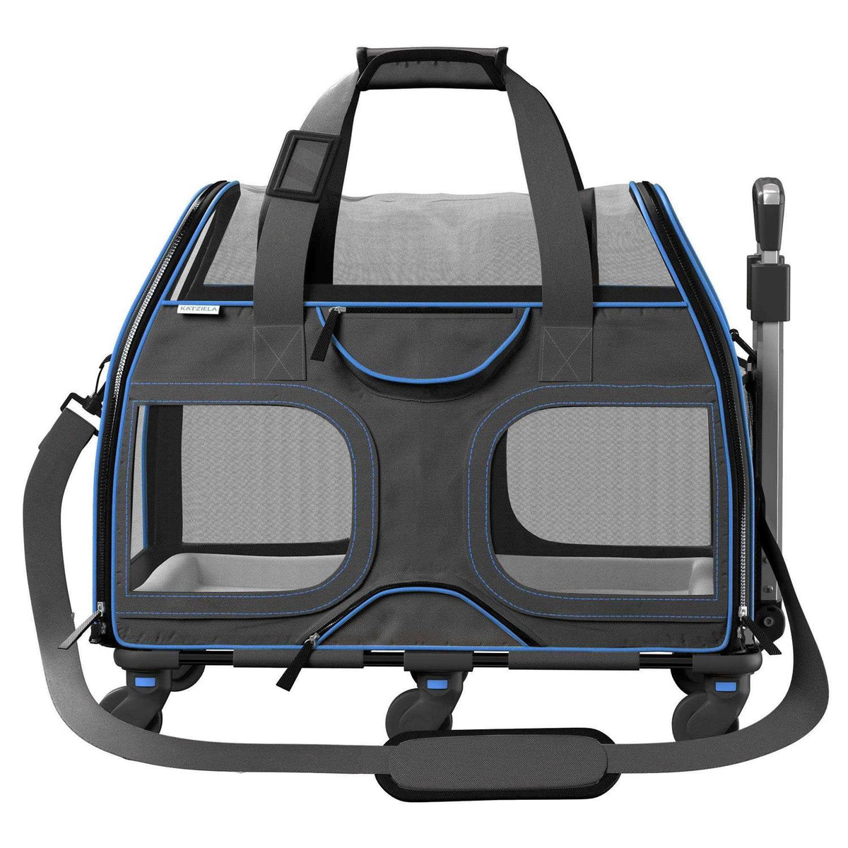 Pet Carrier with Removable Wheels and Double Telescopic Handle Q848