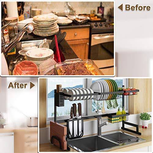 Length Adjustable Stainless Steel Over Sink Rack 2 Tier Shelf J685