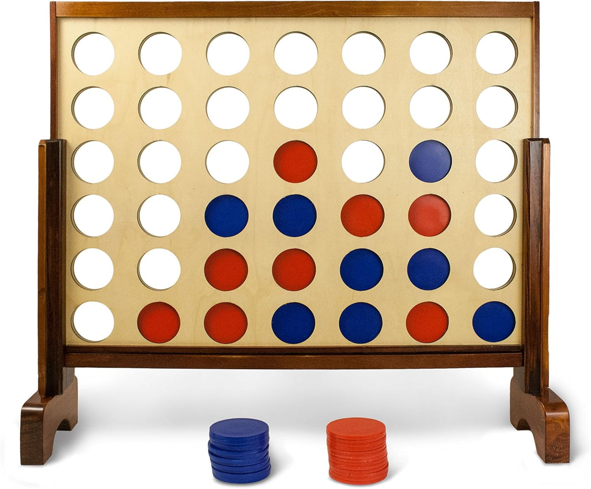 Connect in a Row Game with Carrying Case and Stained Legs and Frame V88509