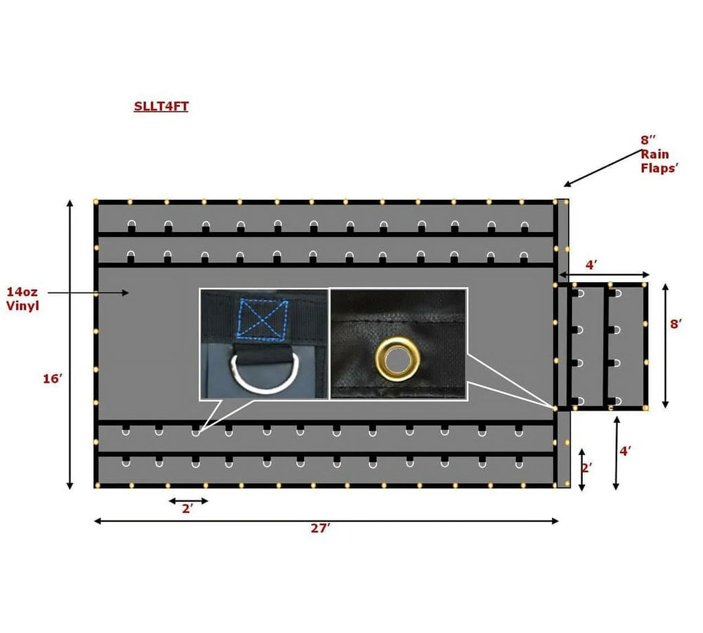 2 Pack 14oz Steel Tarp 16' x 27' with Flap Z74055