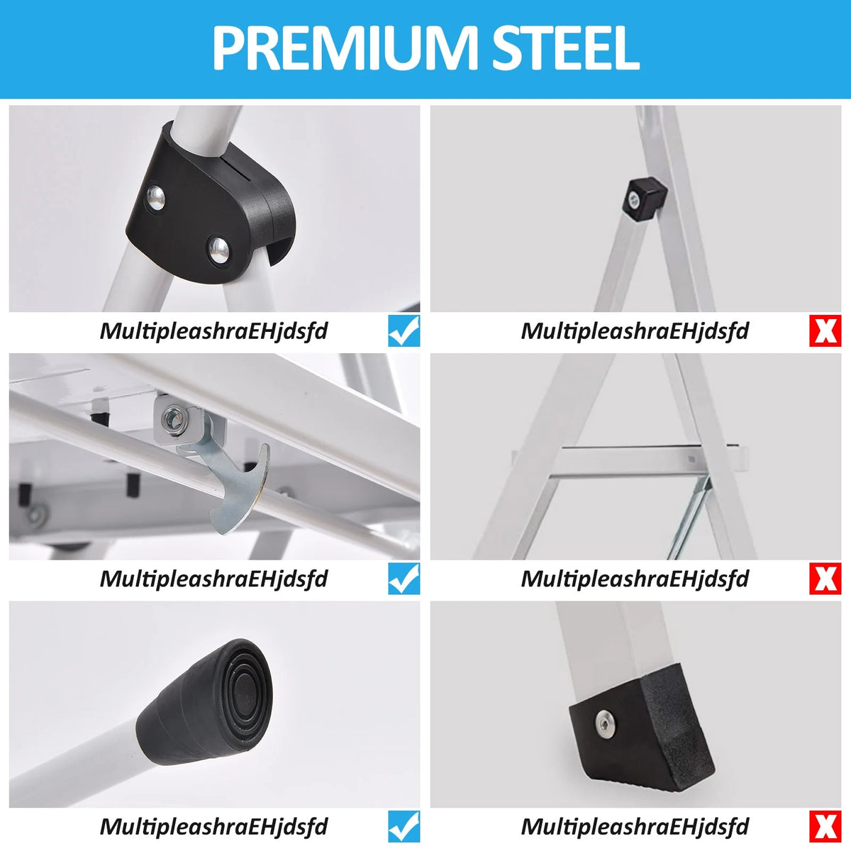 3 Step Folding Step Stool with Handrail White W595727