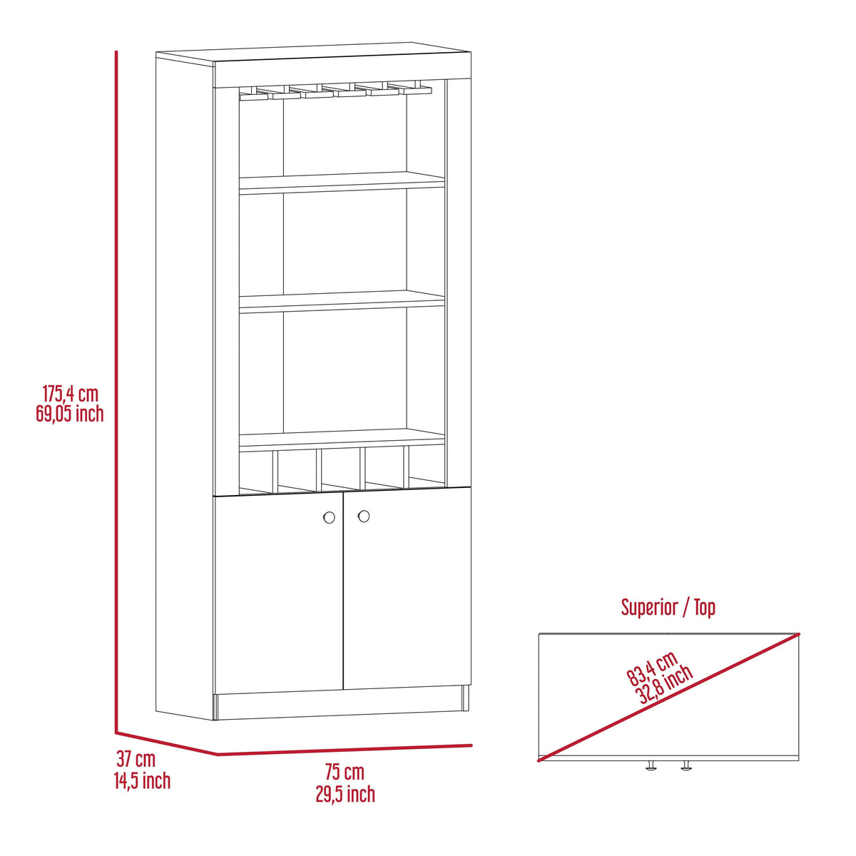 Black Wengue Bar Cabinet L382667