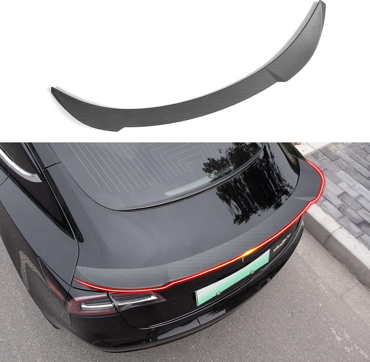 Matte Black Trunk Spoiler Wing Lip for Tesla Model 3, Pack of 2 E6391