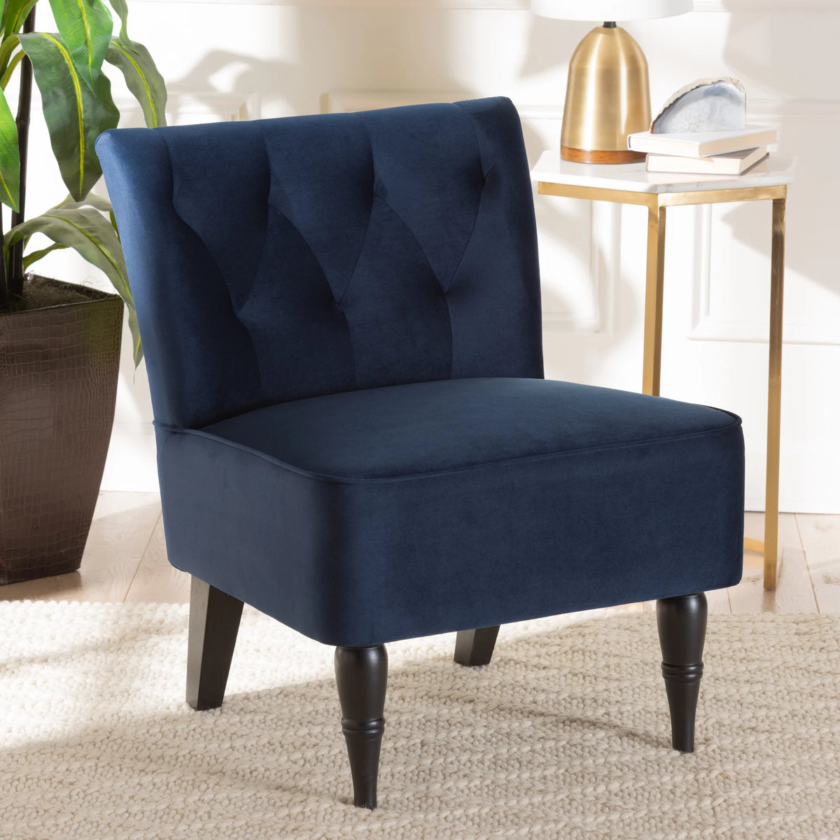 Navy Blue Slipper Chair T3187