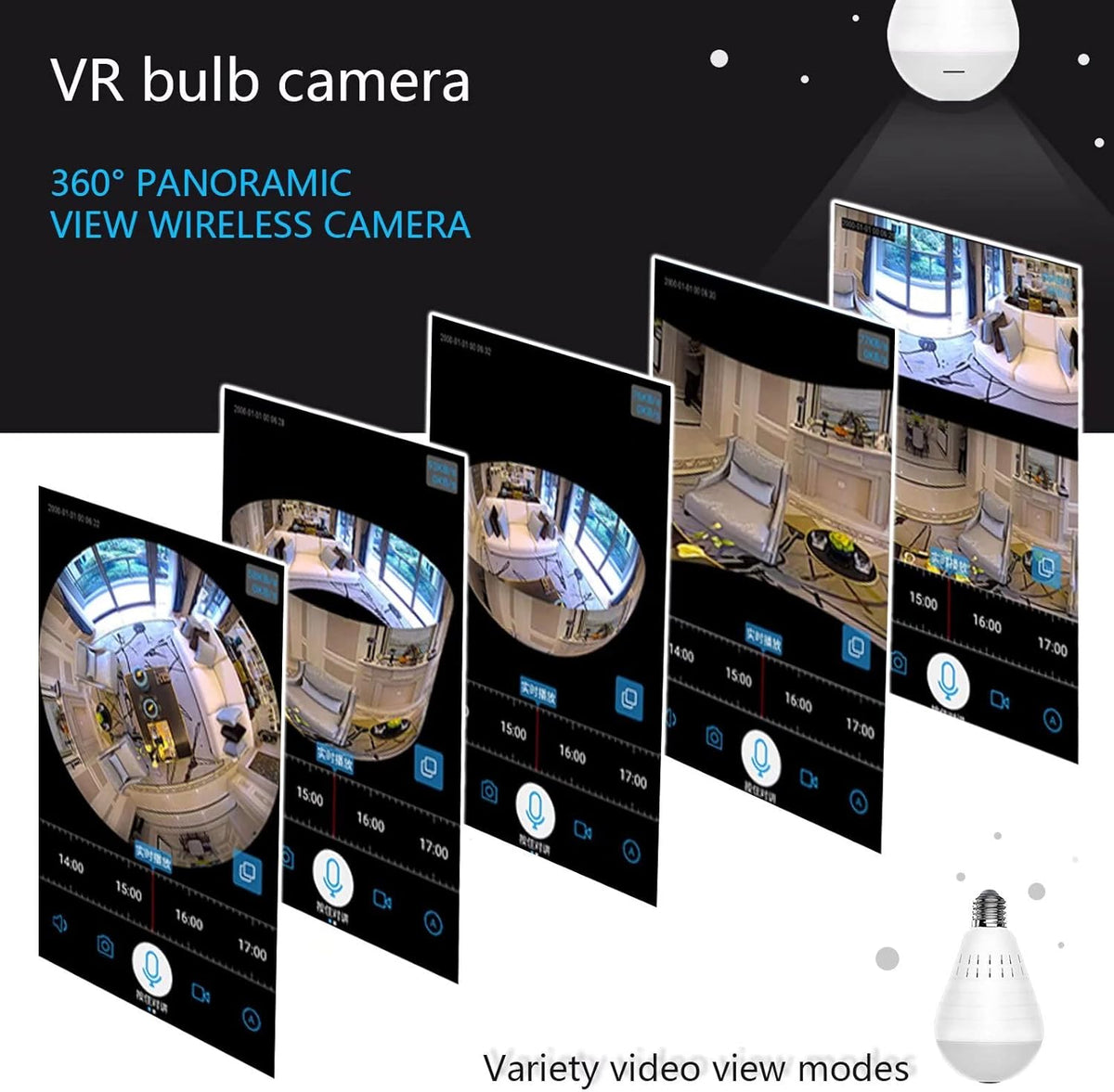1080p 360 Degree WiFi IP Camera with Night Vision C8398