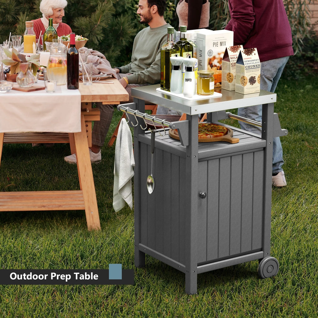 Barbecue Grill Side Table Trolley with 304 Stainless Steel Top R4997