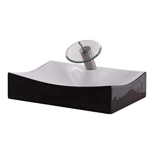 Brushed Nickel Clear Glass Single Lever Waterfall Lav Faucet U2980