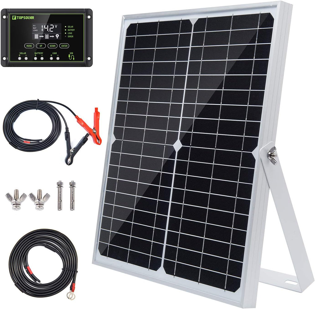 20W 12V Solar Panel Kit with 10A PWM Charge Controller and Adjustable Mount I147751