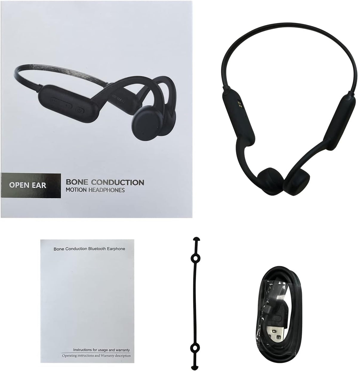 Black Bone Conduction Open Ear Headphones with Mic, 8G Memory, IPX 8 Waterproof, Pack of 2 K80572