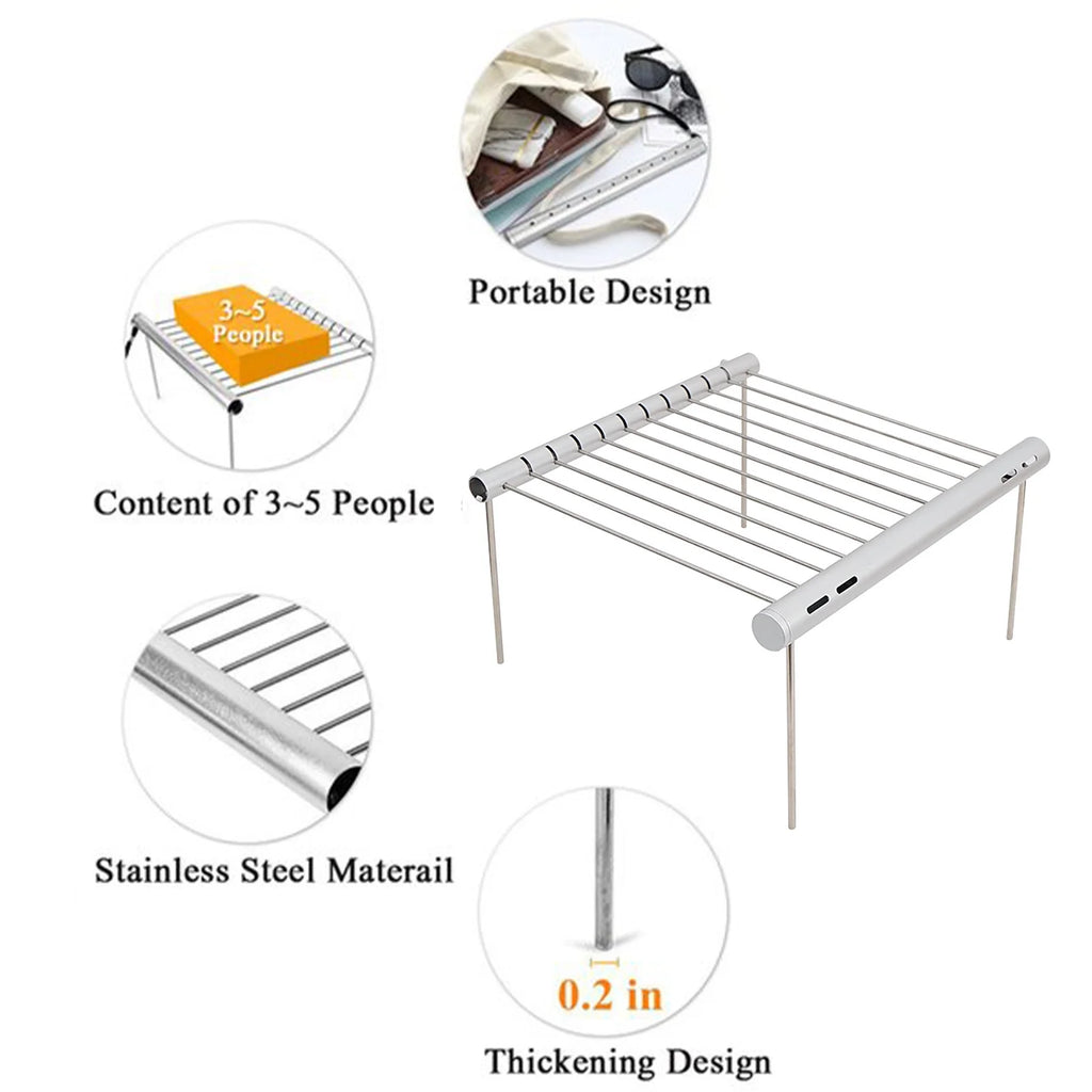 Portable Folding Barbeque Grill with Outdoor Baking Tray Holder N68375