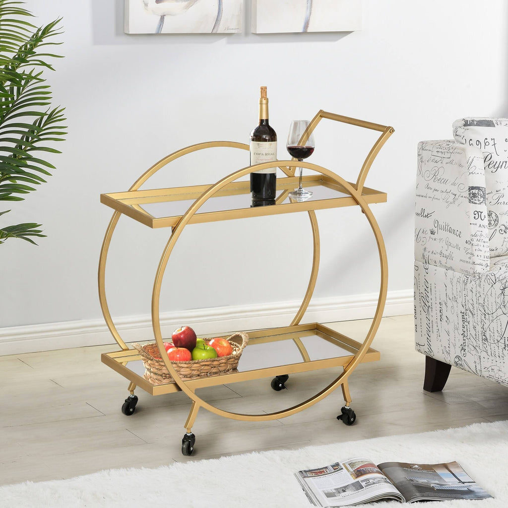 Gold/Brown Bar Cart W366