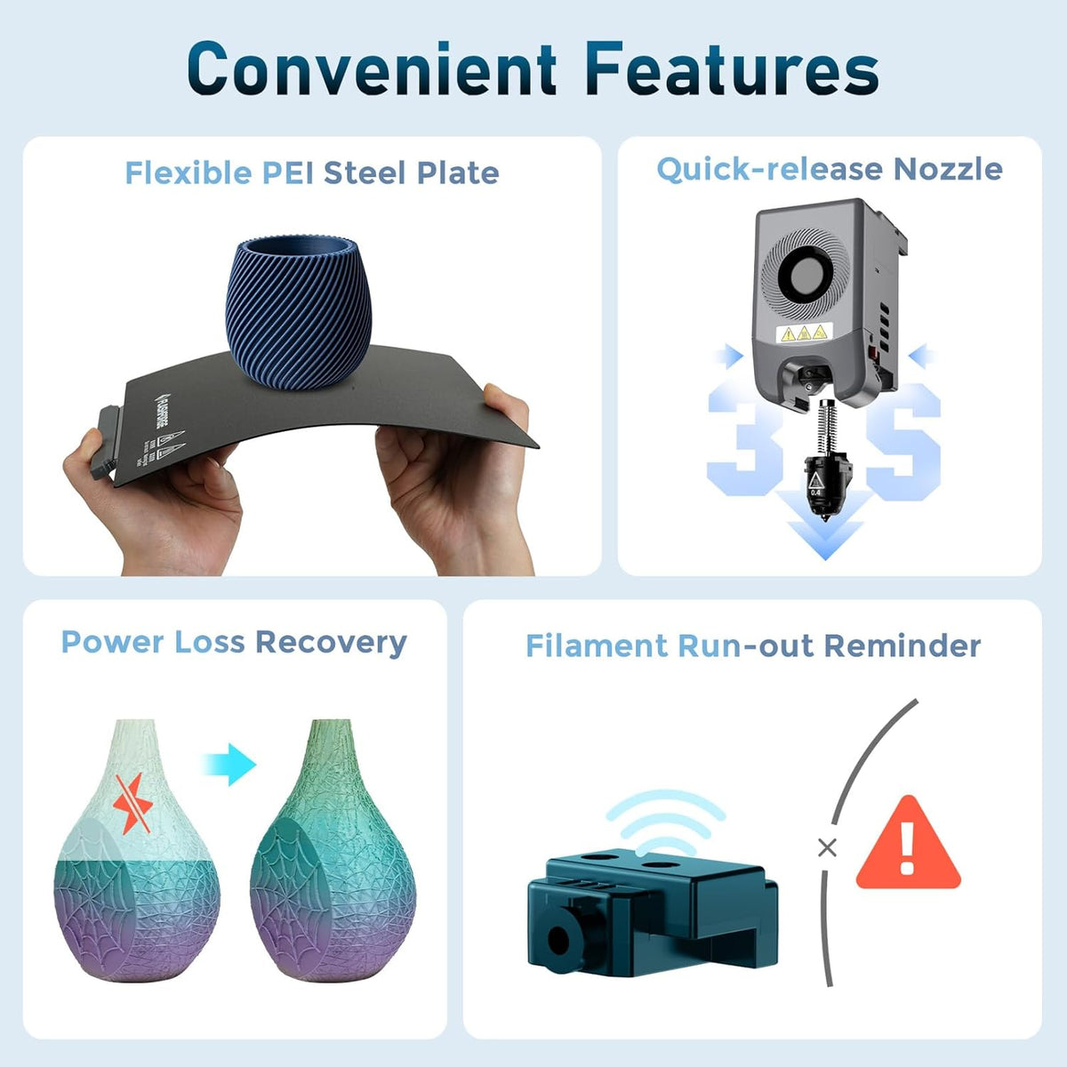 3D Printer with Extra 1KG HS PLA Cyan Filament K902