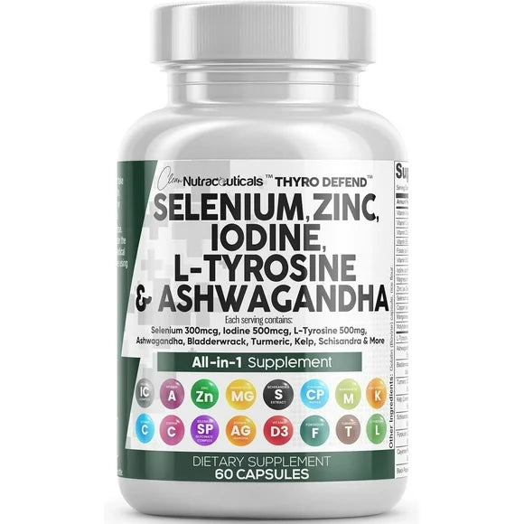 Selenium Zinc Iodine L Tyrosine Ashwagandha 60 Capsules H231