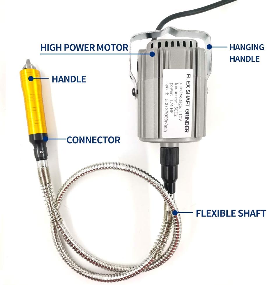 Flex Shaft Rotary Tool 780W 6.5MM Hanging Grinder Carver with Foot Pedal Control H32421