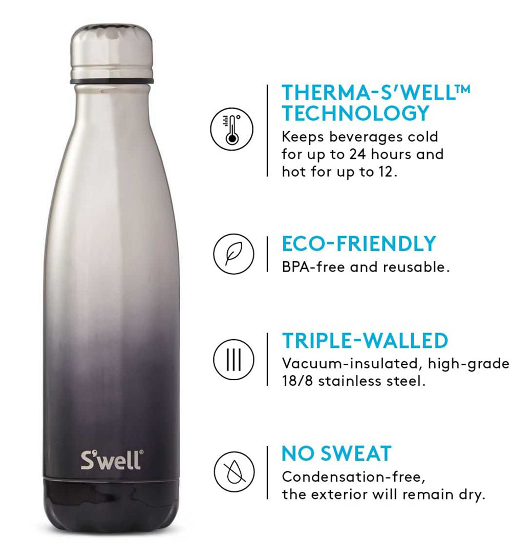 White Gold Ombré Stainless Steel Vacuum-Insulated Water Bottle B28168