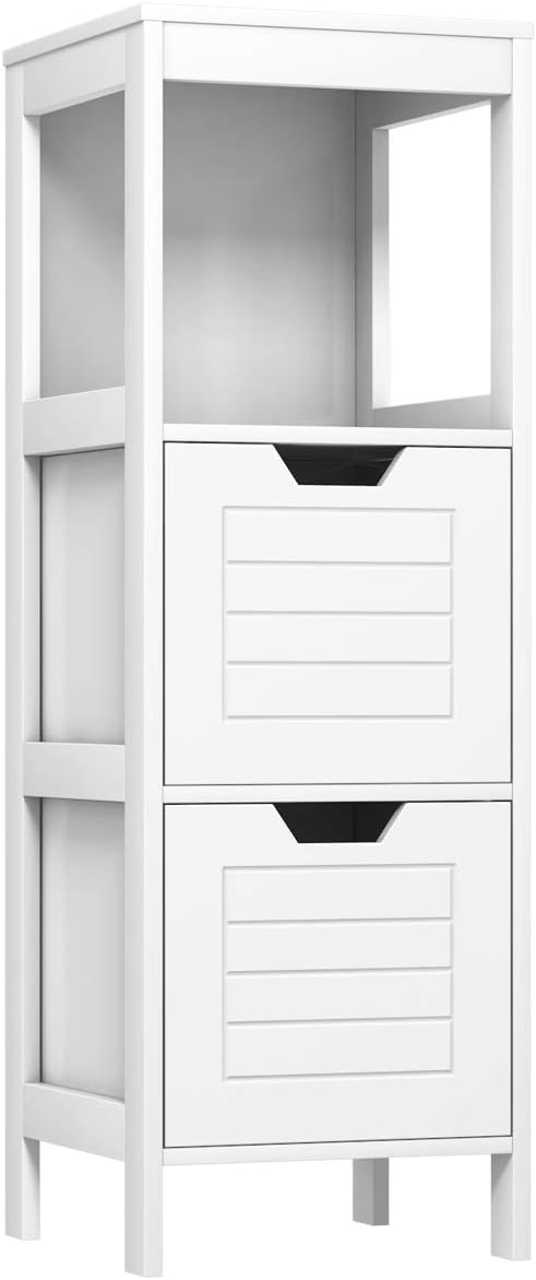 Black Wooden Bathroom Floor Cabinet with 2 Adjustable Drawers O262415