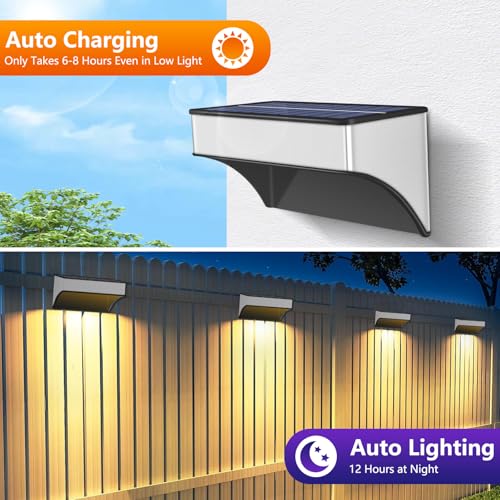 8 Pack Solar Wall Lights, 60 Lumen Aluminum Alloy, 5 Modes 10 Color RGB P359