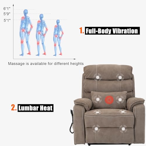 4 Motor Power Lift Recliner Chair with Massage Heat G3790