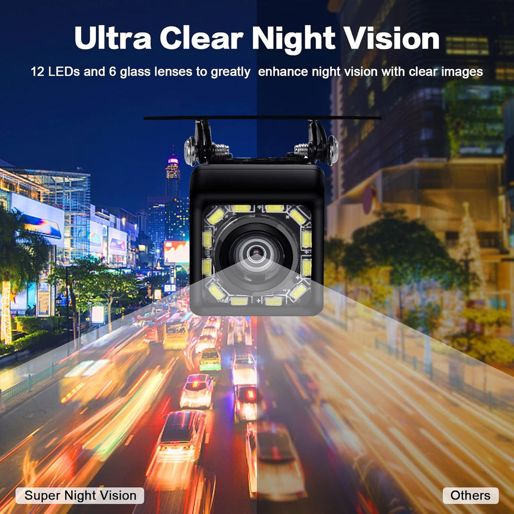 7 Inch Monitor Kit HD 1080P IP69 Waterproof Rear View Camera with 12 LED, Pack of 2 V308752
