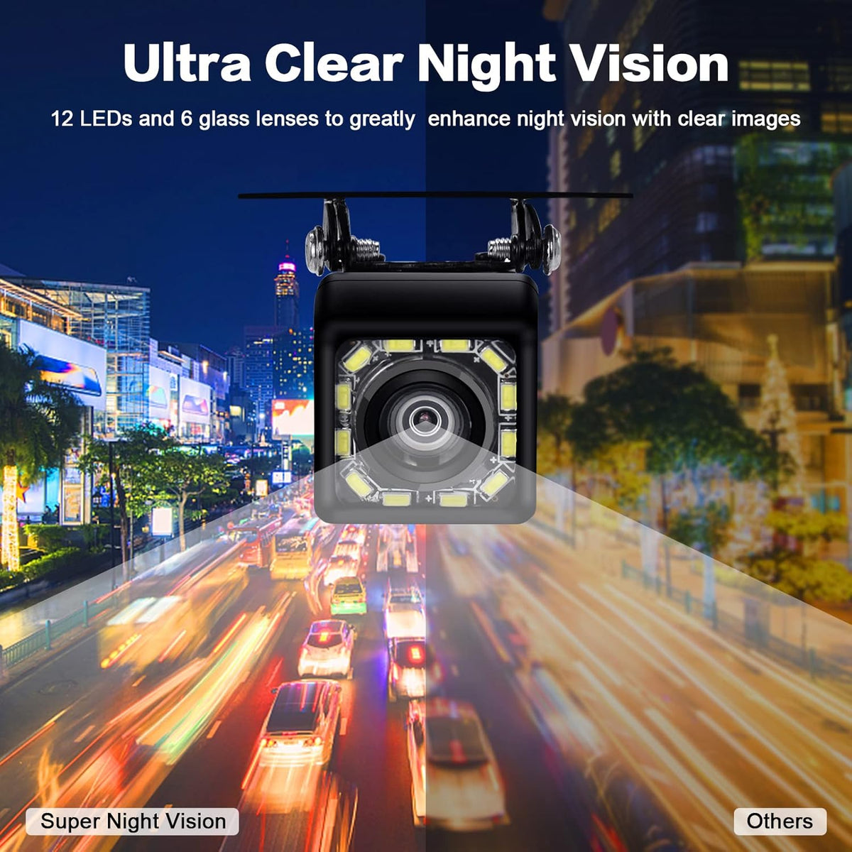 7 Inch Monitor Kit HD 1080P IP69 Waterproof Rear View Camera with 12 LED, Pack of 2 V308752