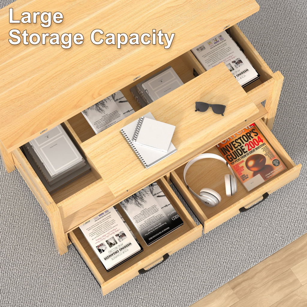 Lift Top Coffee Table with 2 Storage Drawer W68961