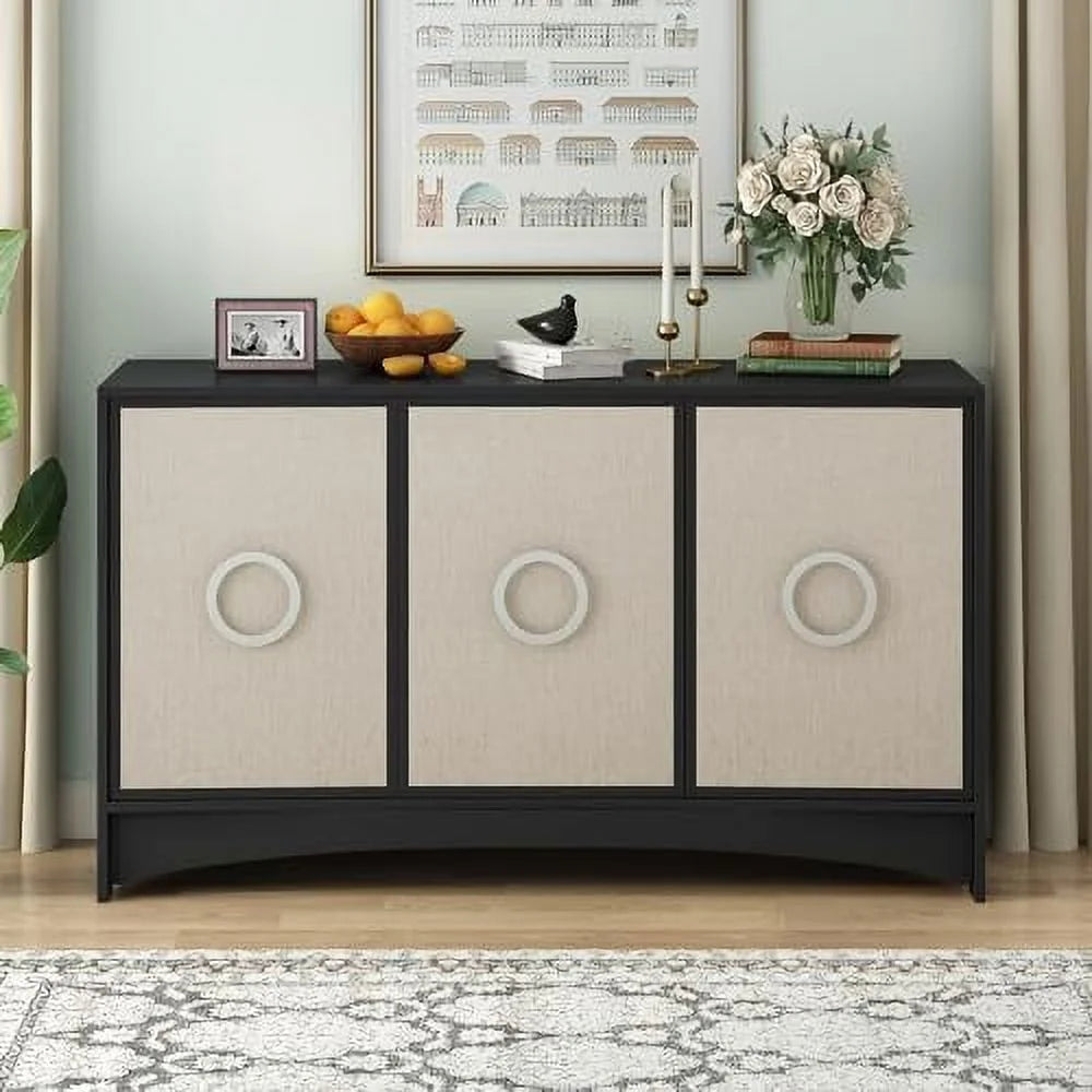 Solid Wood 4 Doors Sideboard Cabinet Y89258