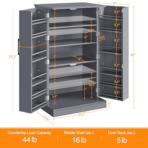 White Kitchen Pantry Storage Cabinet with Doors and 6 Adjustable Shelves Z652