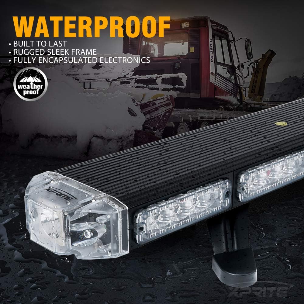 48 White Amber Emergency Strobe Light Bar LED Lightbar with Adjustable Brackets H9659