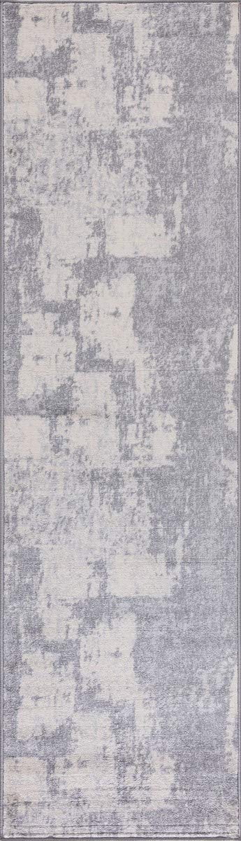 Abstract Silver Gray White Rug F8827