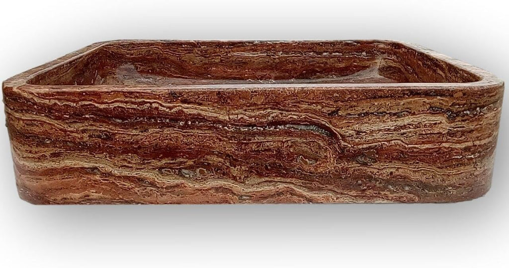 Tan Travertine Rectangle Stone Bathroom Vanity Sink Y461