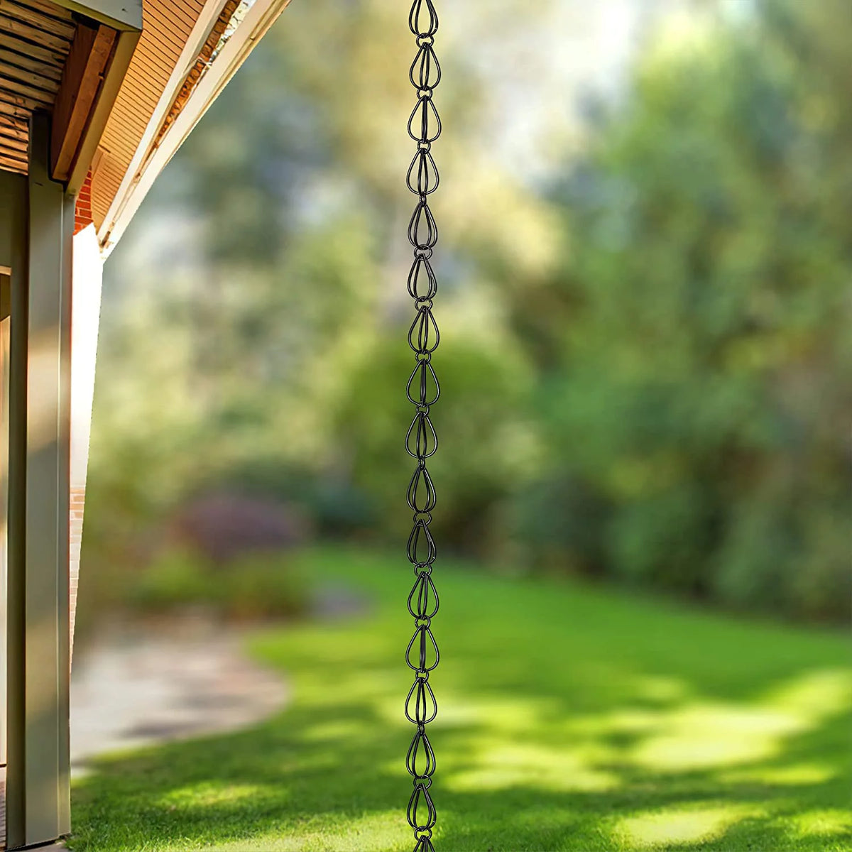 Aluminum Teardrop Rain Chain Downspout for Gutters 8.5 ft J406873