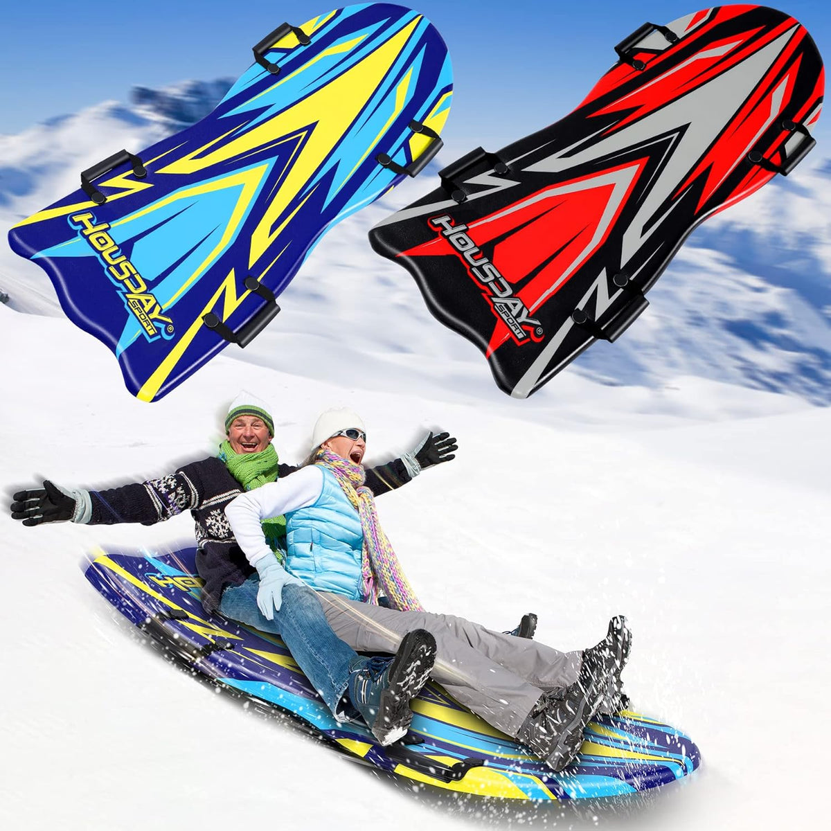 2 Pack Large Foam Snow Sled with Handles Z9967