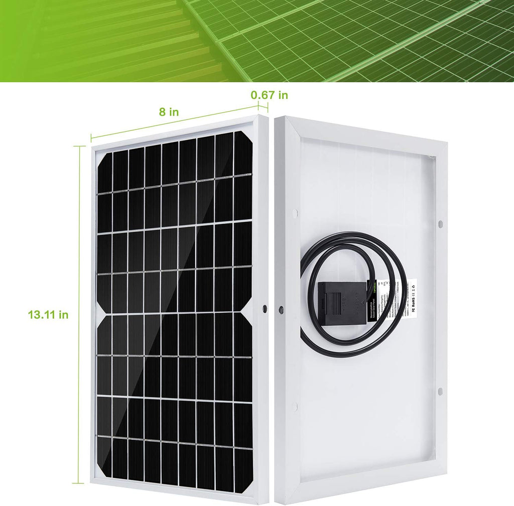 20W 12V Solar Panel Kit with 10A PWM Charge Controller and Adjustable Mount I147751