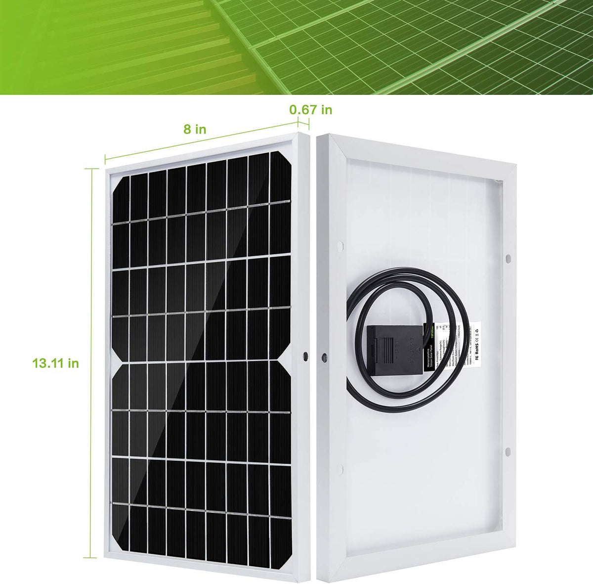 20W 12V Solar Panel Kit with 10A PWM Charge Controller and Adjustable Mount I147751