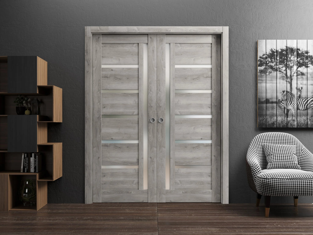 Sliding French Double Pocket Doors 60 x 84 inches Solid Wood Interior Doors O9981