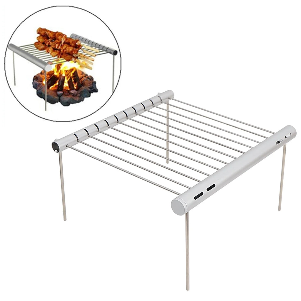 Portable Folding Barbeque Grill with Outdoor Baking Tray Holder N68375