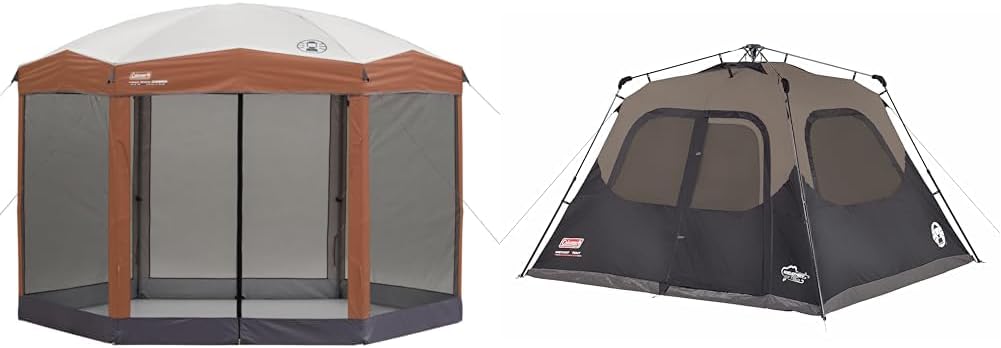 Brown/Black Instant Setup 6 Person Cabin Tent T217