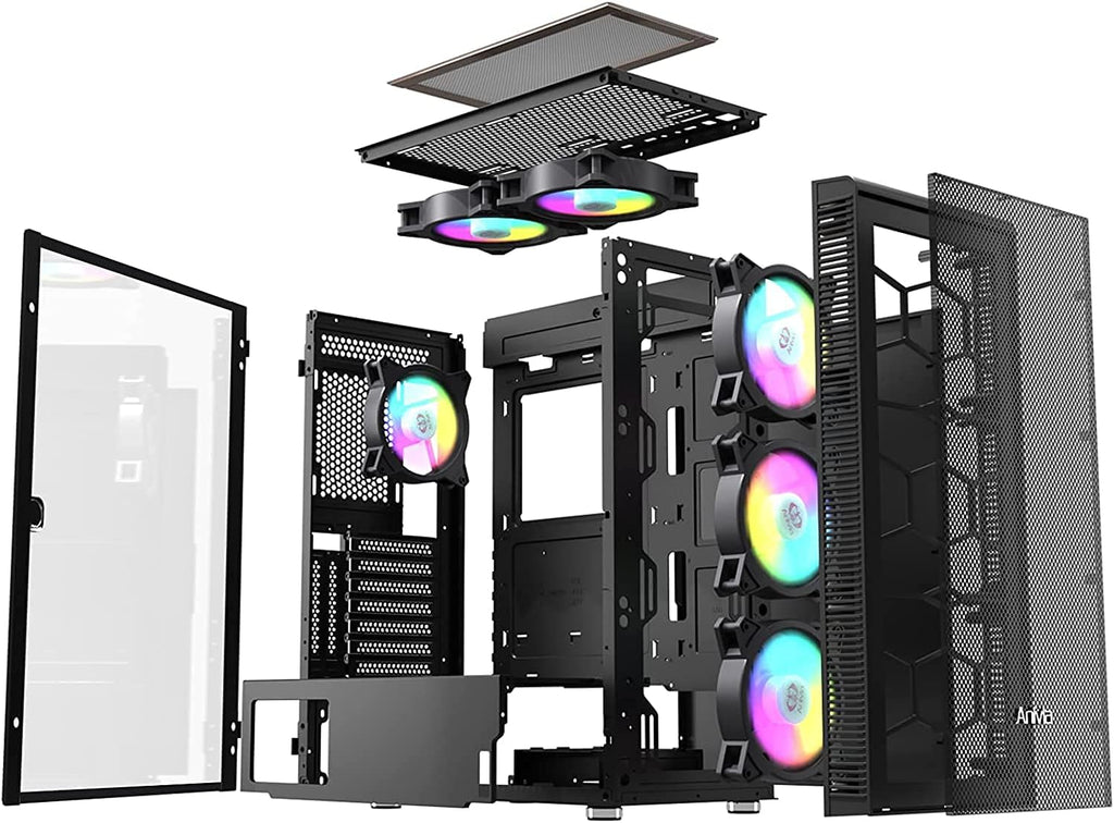 ATX Mid-Tower PC Gaming Case with 6 x 140mm RGB Fans & USB 3.0 Port Glass Side Panel G747