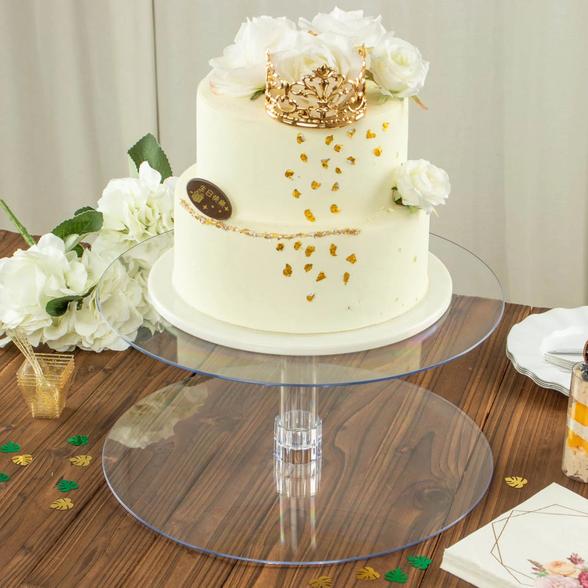 2 Tier 18 inch Acrylic Crystal Glass Clear Cupcake Stand K40844