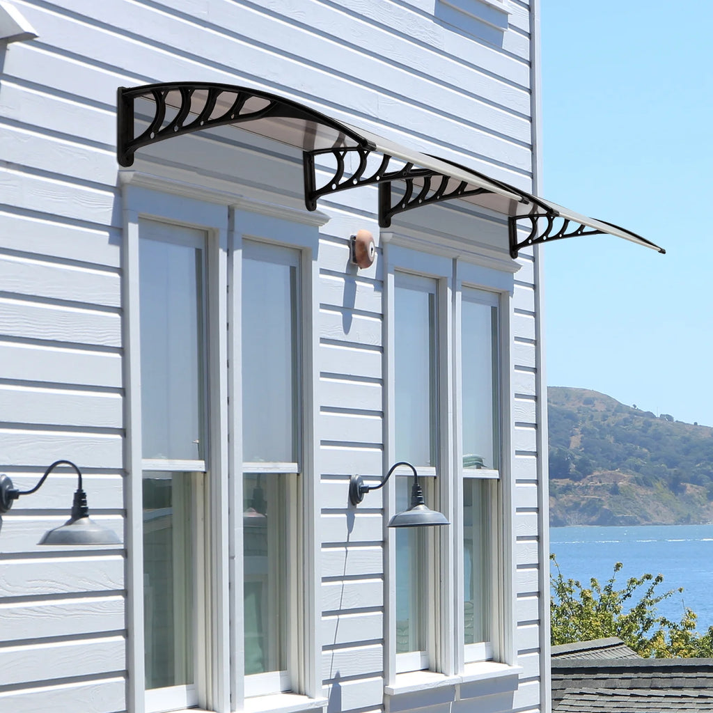 40"x40" Polycarbonate Door Canopy with Brown Board & Black Holder J91282