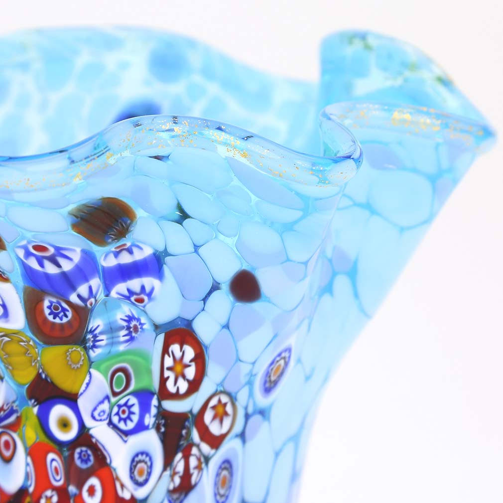 Aqua Murano Glass Millefiori Vase L649144