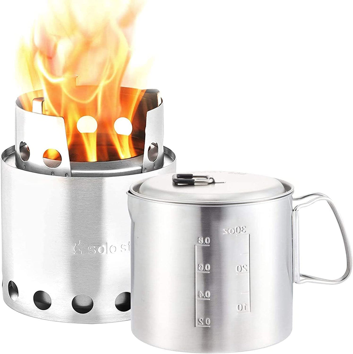 Portable Wood Burning Campstove with 900 ml Pot, 304 Stainless Steel, Compact M718236