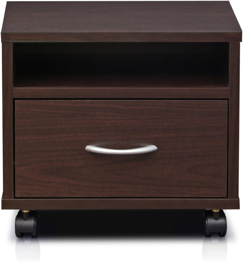 Espresso Under Desk Utility Cart with Casters C559