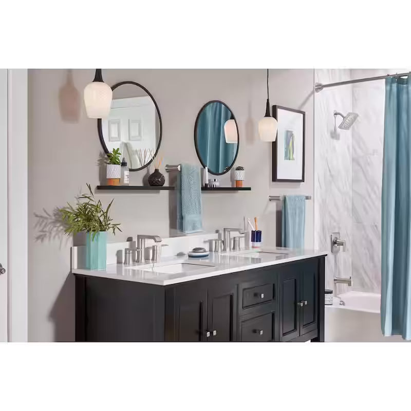 8 in. Widespread Double Handle Bathroom Faucet Brushed Nickel R293