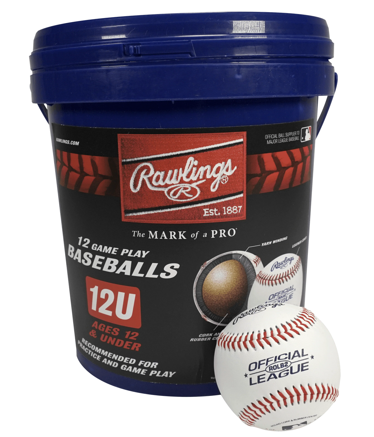 Youth Practice Baseball Bucket, 12 Count R448