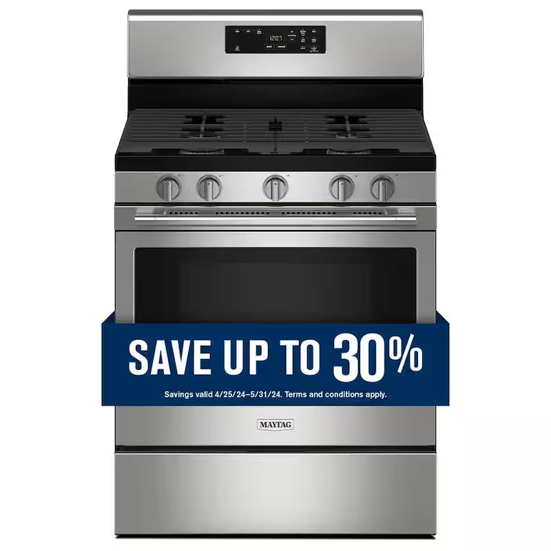 5 Burners Freestanding Gas Range Stainless Steel Self Clean R223505
